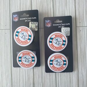 2 PACK (4 clips) Miami Dolphins Magnetic Bag Clips